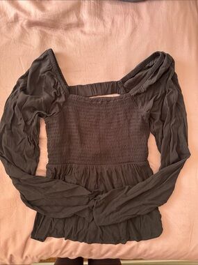 Old Navy Black Smocked Square-Neck Blouse